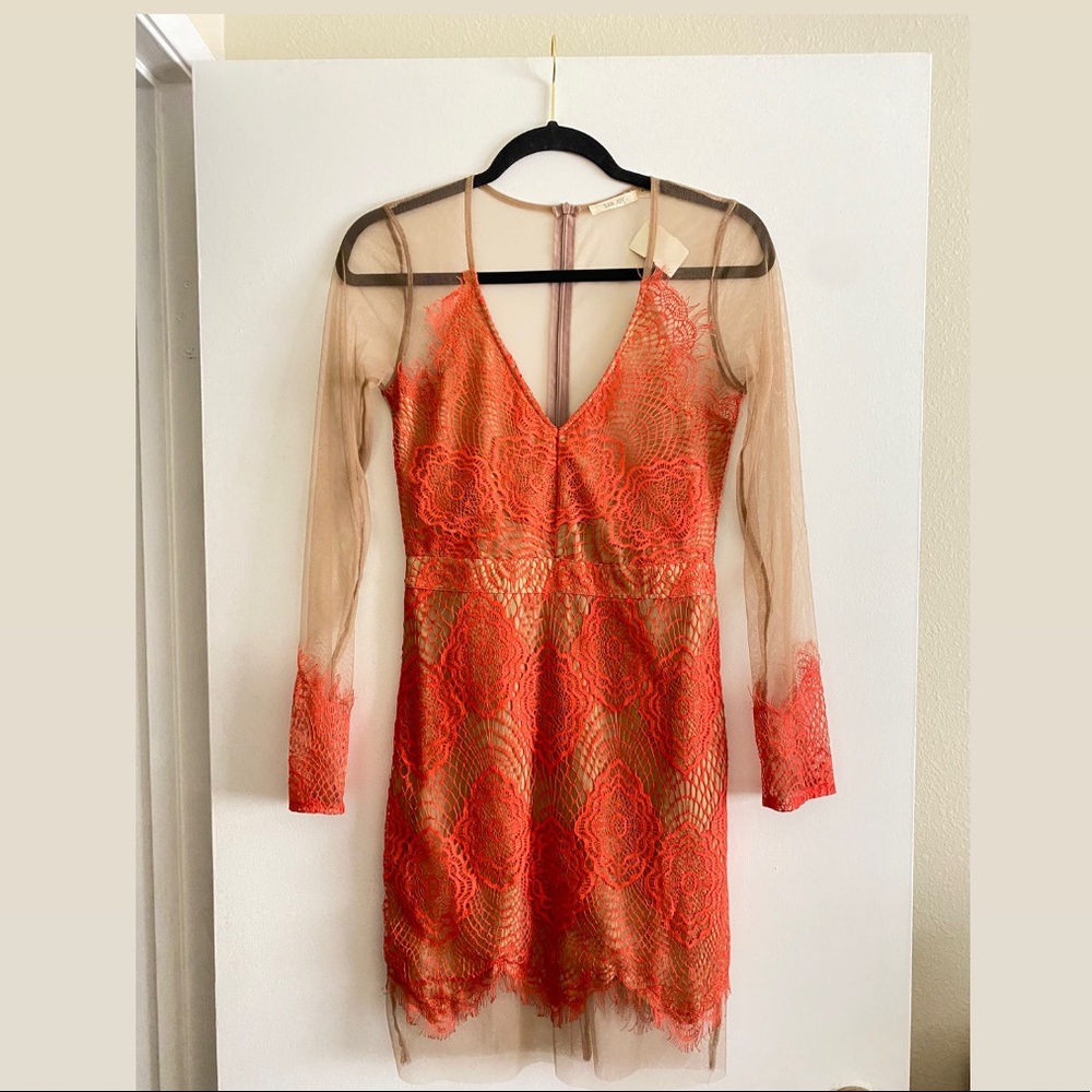 BRAND NEW Orange Lace Mini Dress